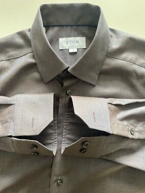 ETON - all cotton grey dress shirt Size 39 (15.5”neck)